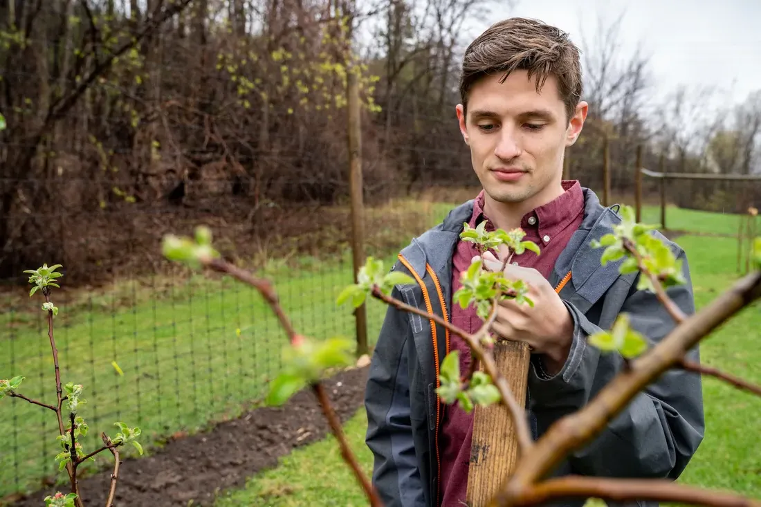 Sustainability student outside.